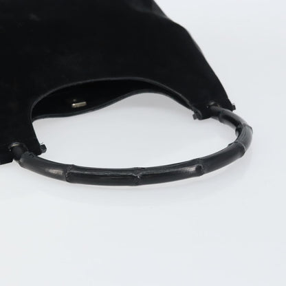 Gucci Vintage Bamboo Handle Bag Suede, BLACK, SUEDE, Handbag
