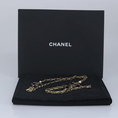 Chanel Vintage Double Strand CC Pendant Necklace Metal with Crystals, GOLD, METAL, Necklace
