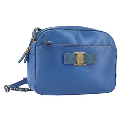 Salvatore Ferragamo Vala Chain Shoulder bag Leather, BLUE, LEATHER, Shoulder bag