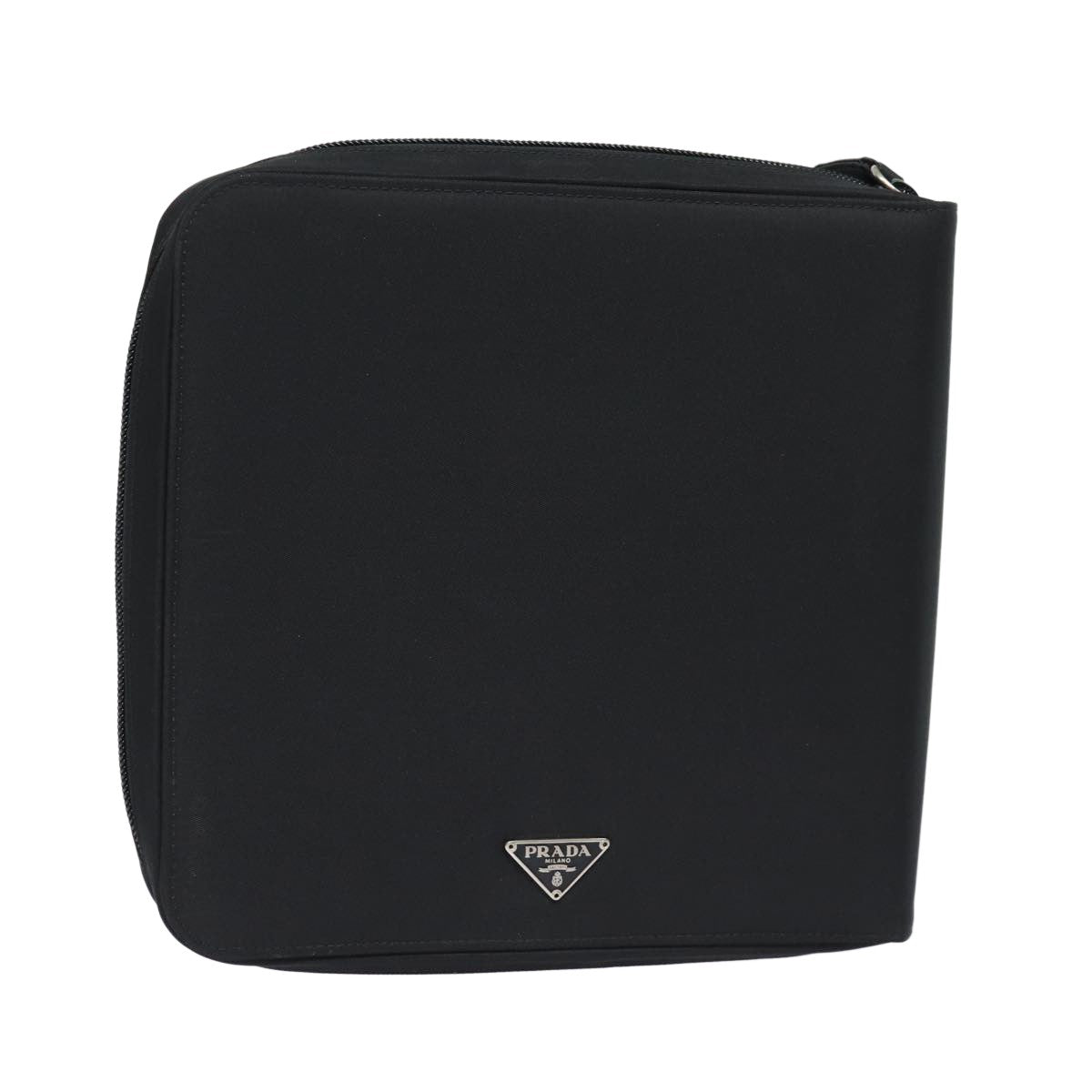 Prada MiniDisc pouch Nylon, BLACK, NYLON, Clutche & pouche