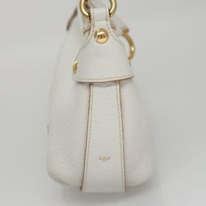 Salvatore Ferragamo Gancini Shoulder Bag Leather, WHITE, LEATHER, Shoulder bag