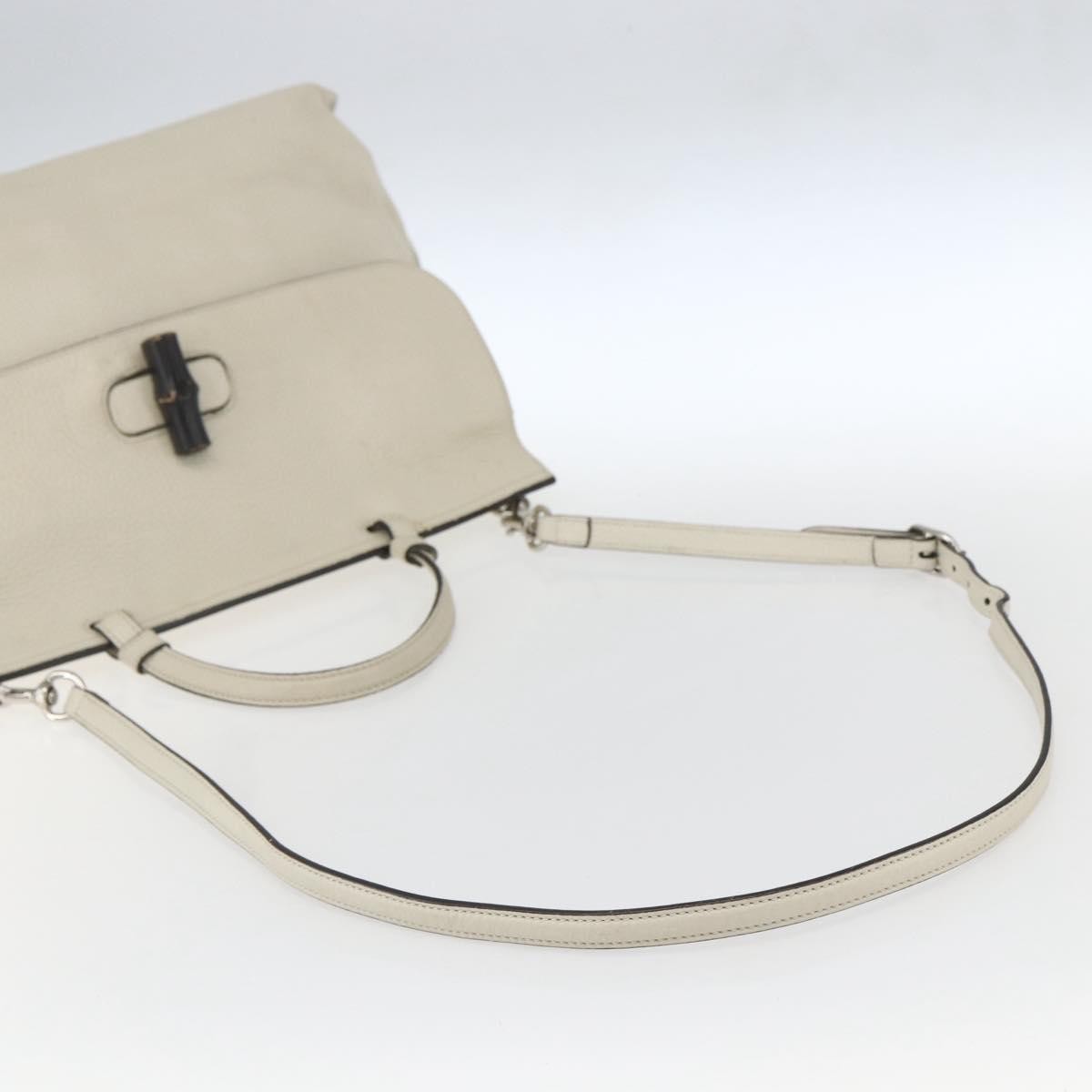 Gucci Bamboo Daily Top Handle Bag Leather, WHITE, LEATHER, Handbag