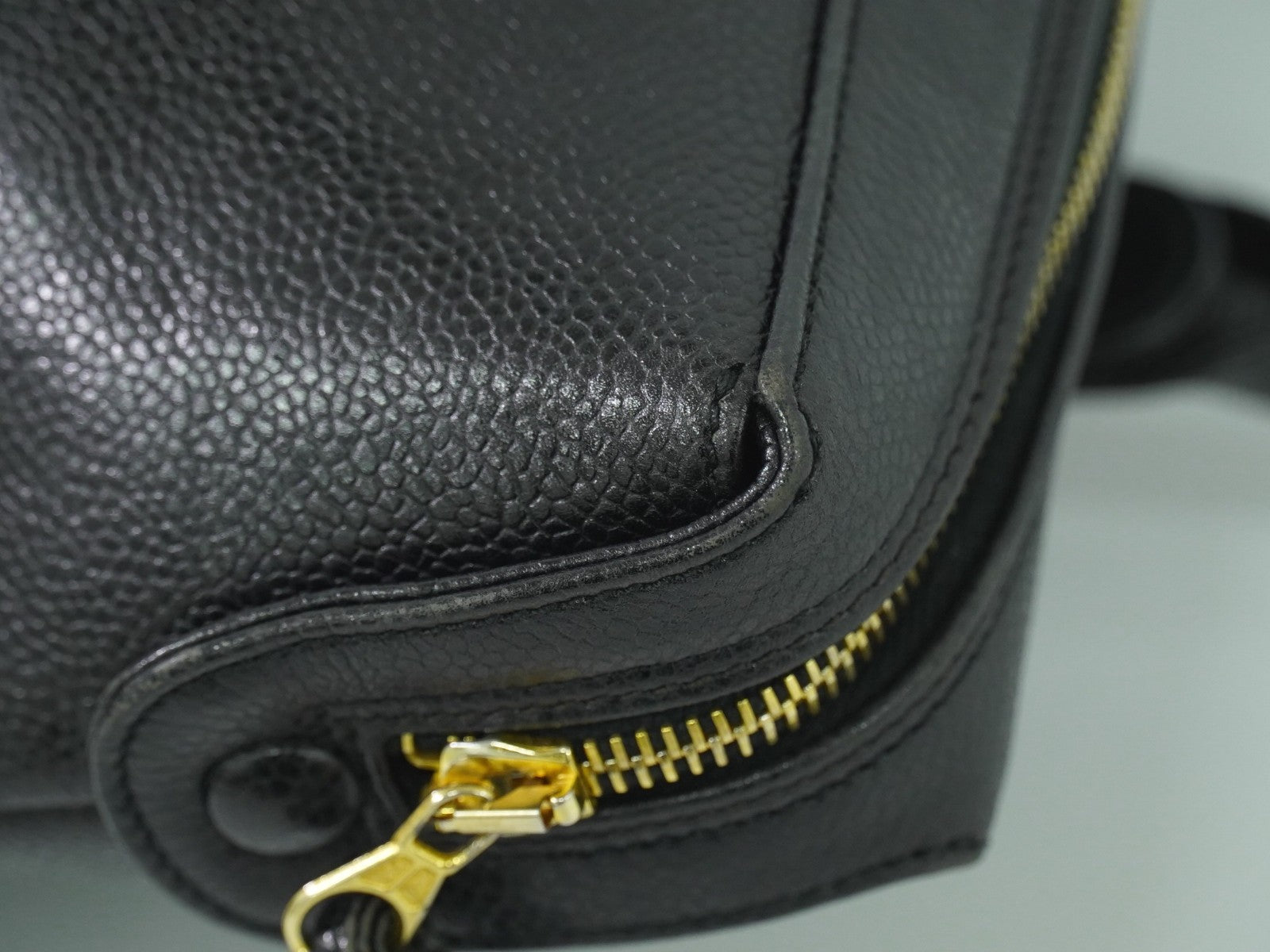 Chanel Vintage Front Pocket Tote Caviar, BLACK, LEATHER, Tote bag