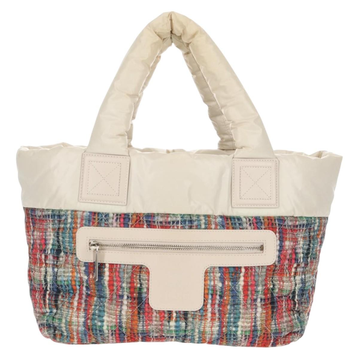 Chanel Coco Cocoon Reversible Tote Quilted Printed Nylon, WHITE, NYLON, Tote bag
