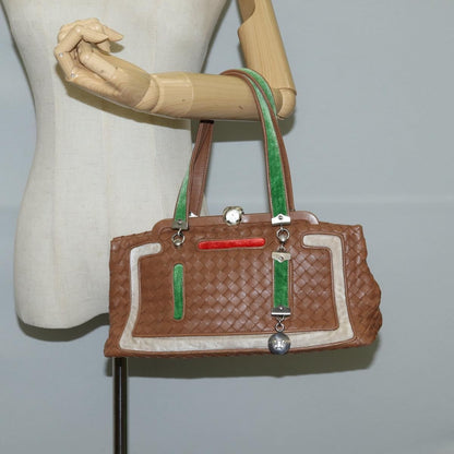 Bottega Veneta Intrecciato Leather, BROWN, LEATHER, Handbag