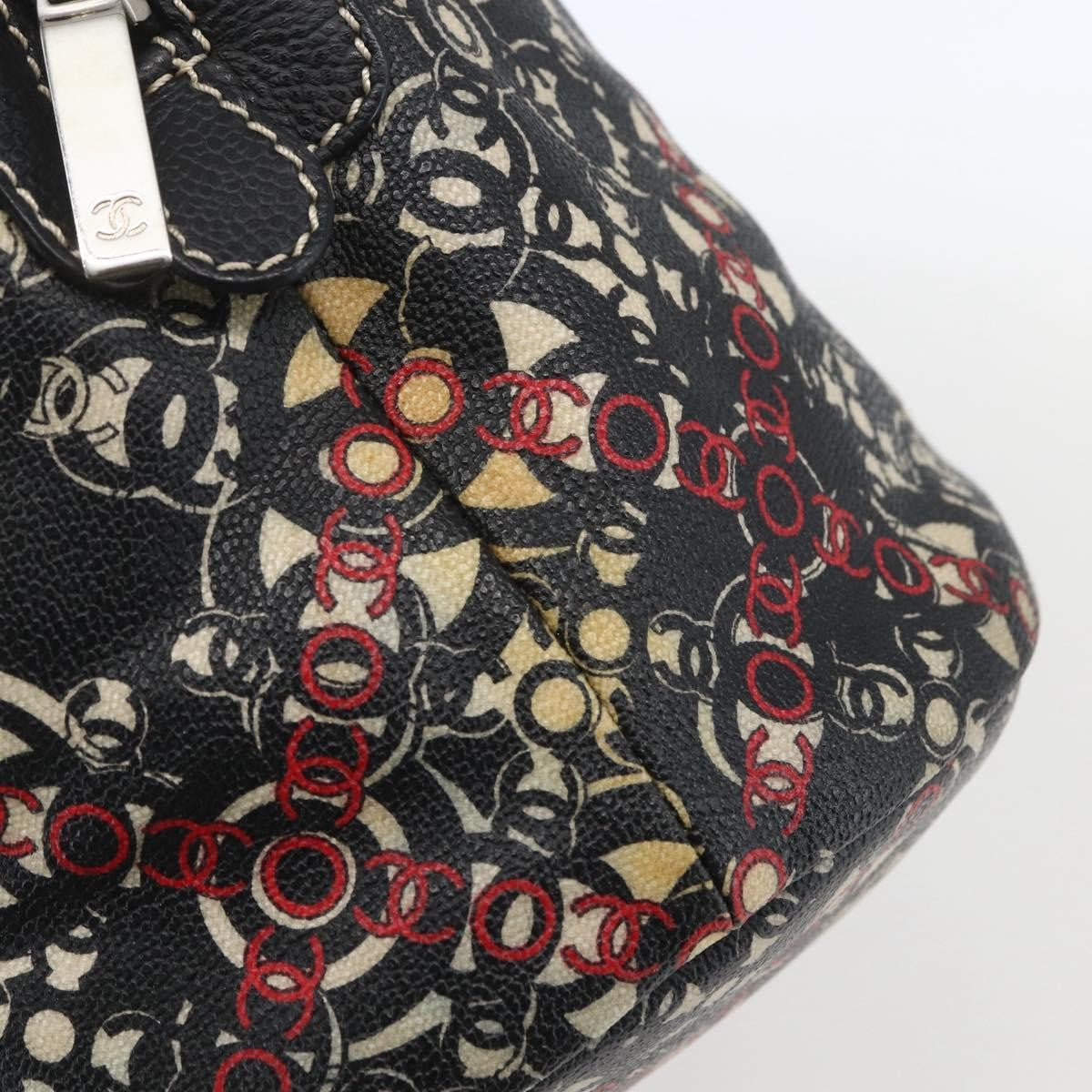 Chanel Optic Coco Bowler Bag Printed Coated Canvas with Caviar, BLACK, PVC, Travel bag