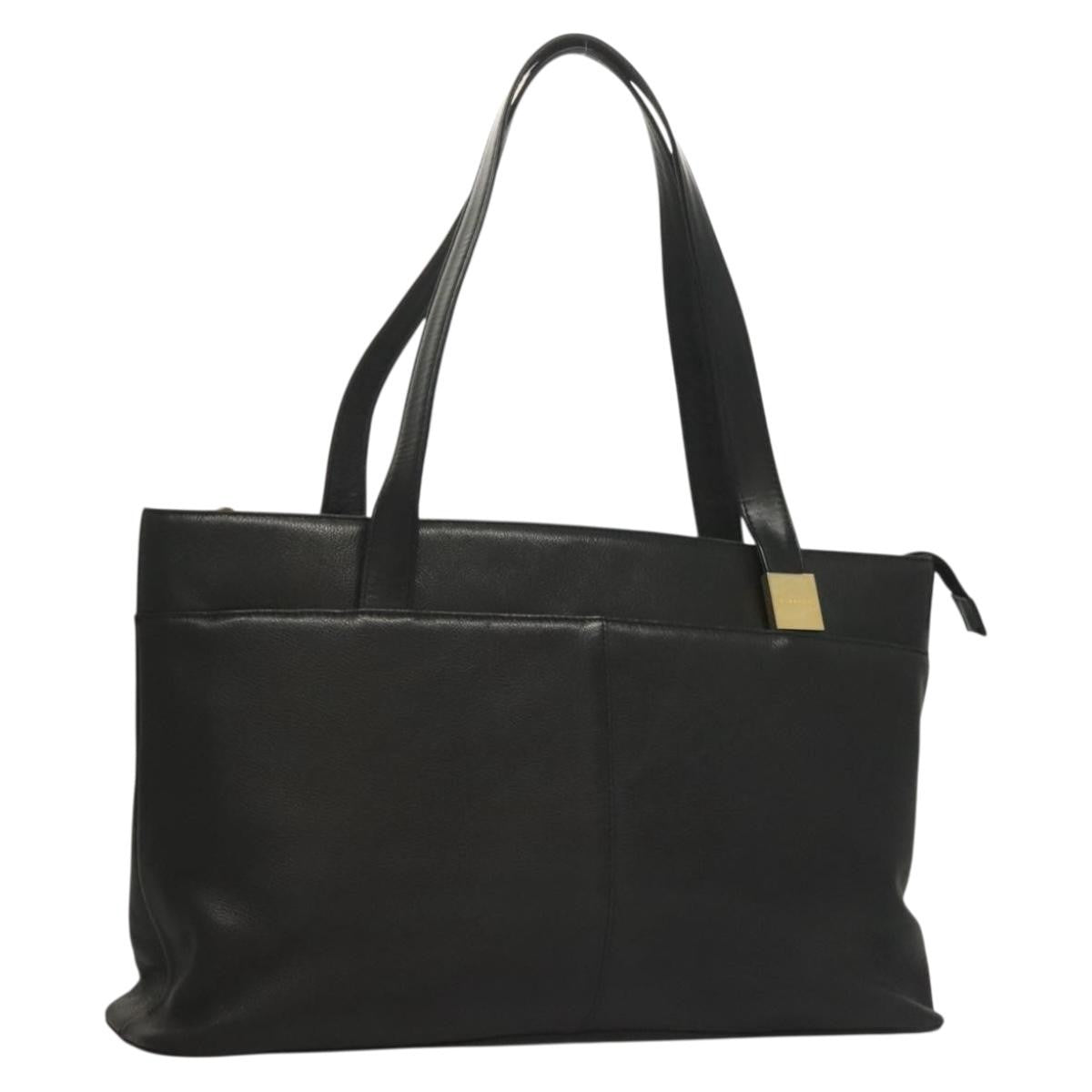 Burberry Tote Leather, BLACK, LEATHER, Tote bag
