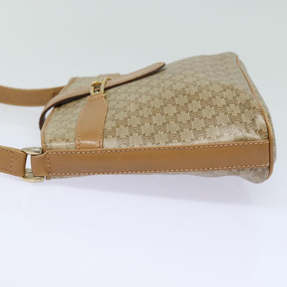 Celine Vintage Macadam Shoulder Bag Canvas and Leather, Beige, Canvas, Shoulder Bag