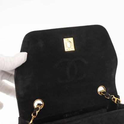 Chanel Vintage Clutch Pleated Leather, BLACK, SUEDE, Clutche & pouche