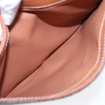 Celine Vintage Macadam Circle Logo Shoulder Bag Canvas and Leather, BROWN, CANVAS, Shoulder bag