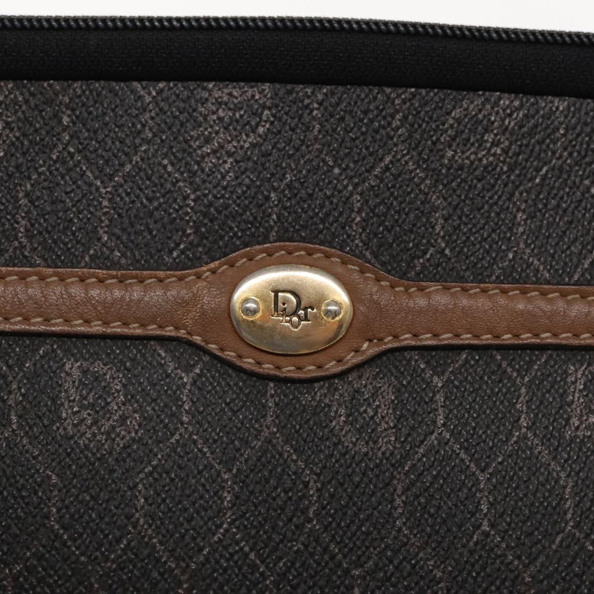 Christian Dior Vintage Honeycomb Zip Pouch Coated Canvas, BLACK, PVC, Clutche & pouche