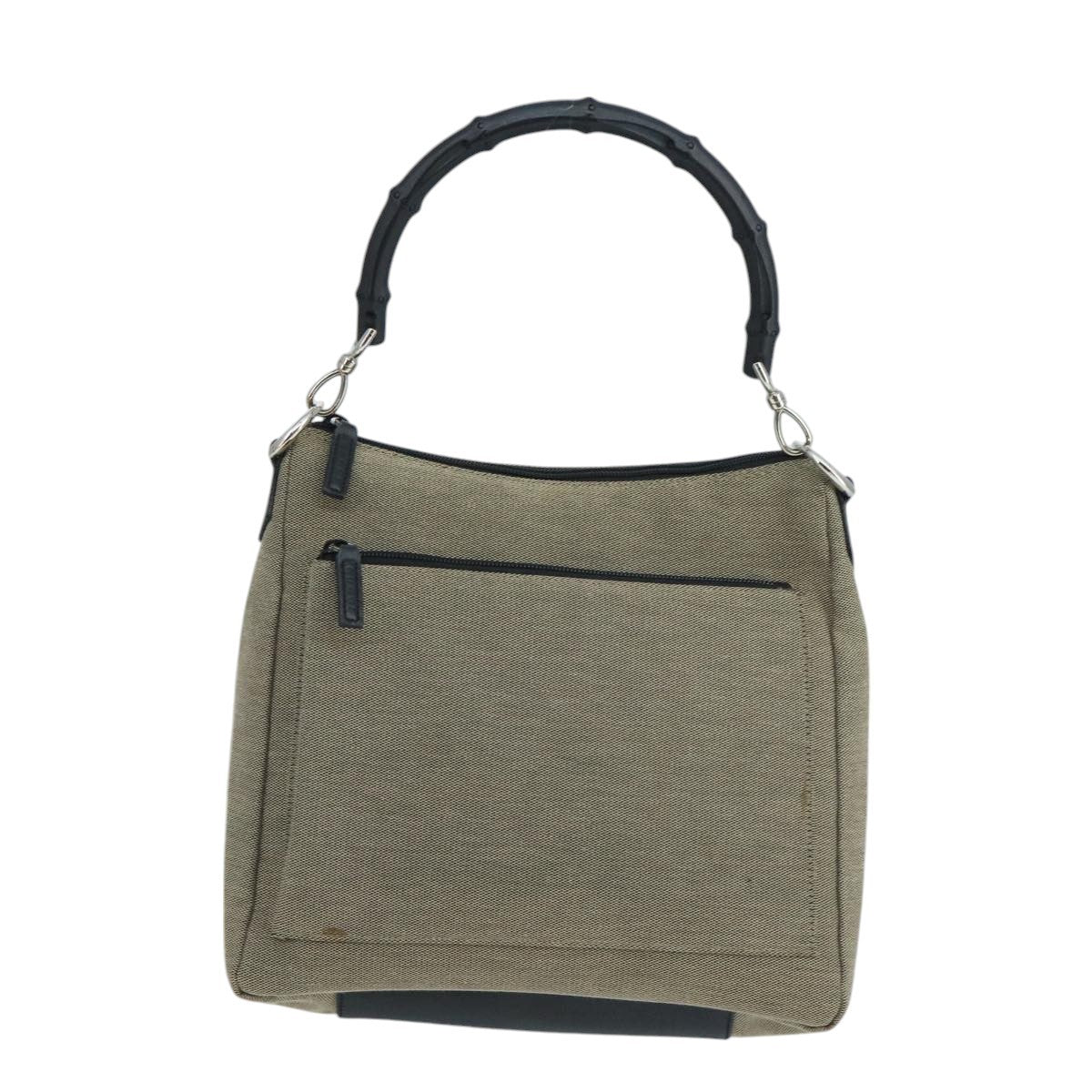 Gucci Vintage Bamboo Handle Tote Canvas, BEIGE, CANVAS, Shoulder bag