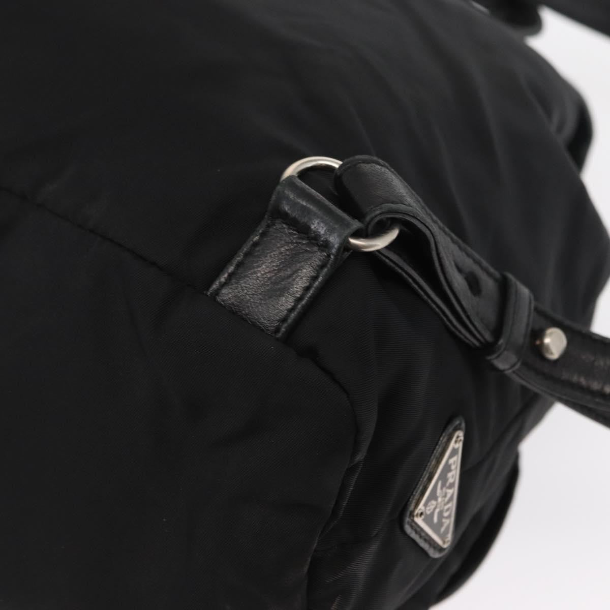 Prada Vela Double Front Pocket Backpack Tessuto with Saffiano Leather, BLACK, NYLON, Backpack