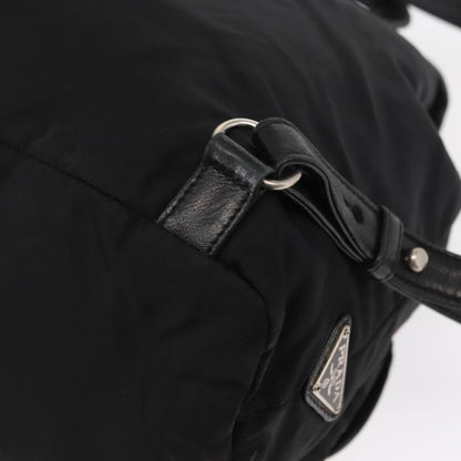 Prada Vela Double Front Pocket Backpack Tessuto with Saffiano Leather, BLACK, NYLON, Backpack