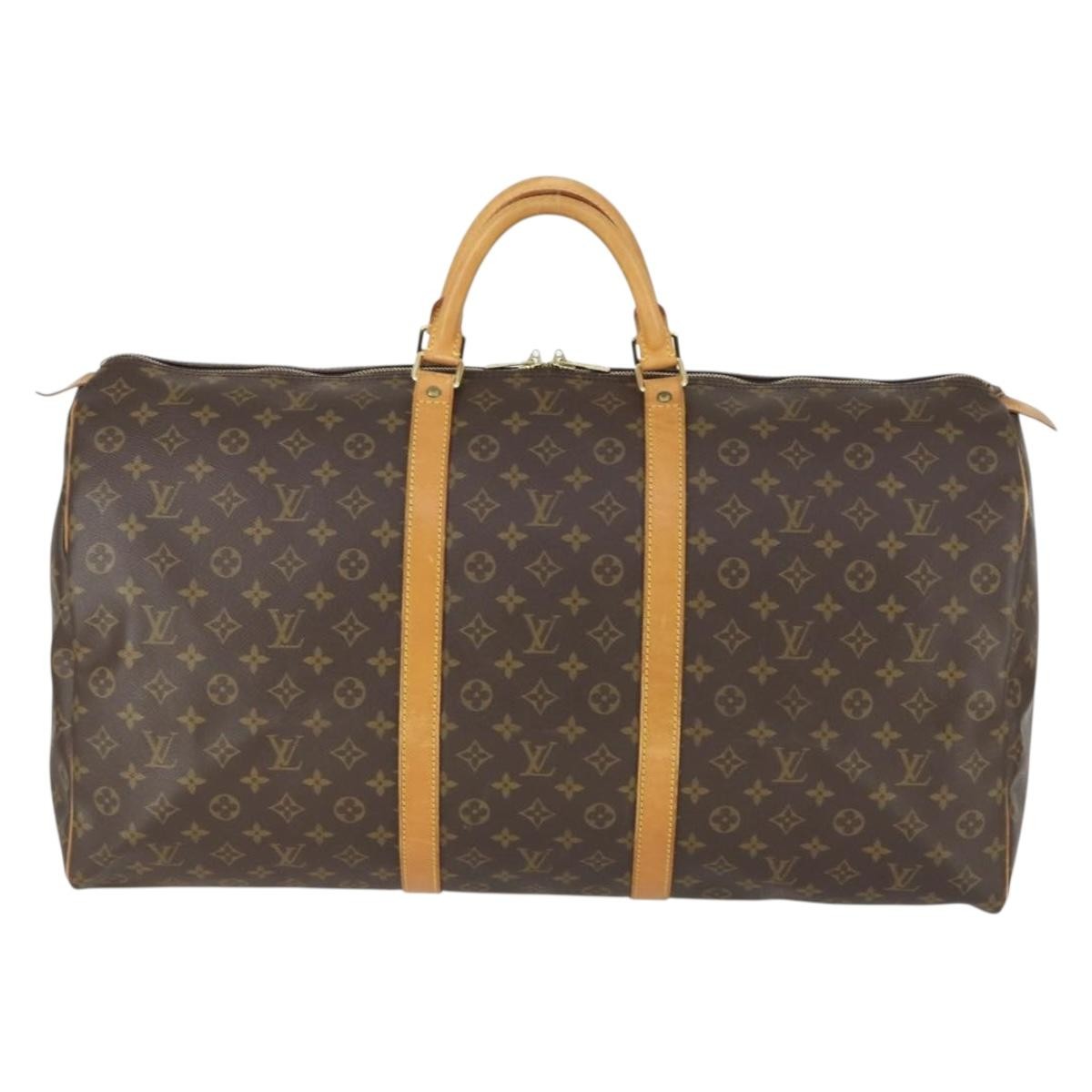 Louis Vuitton Keepall Bag Monogram Canvas, BROWN, CANVAS, Travel bag
