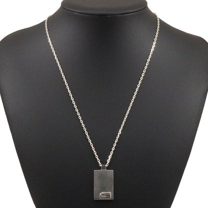 Gucci Interlocking G Plate Pendant Chain Necklace Silver 925, SILVER, SILVER, Necklace