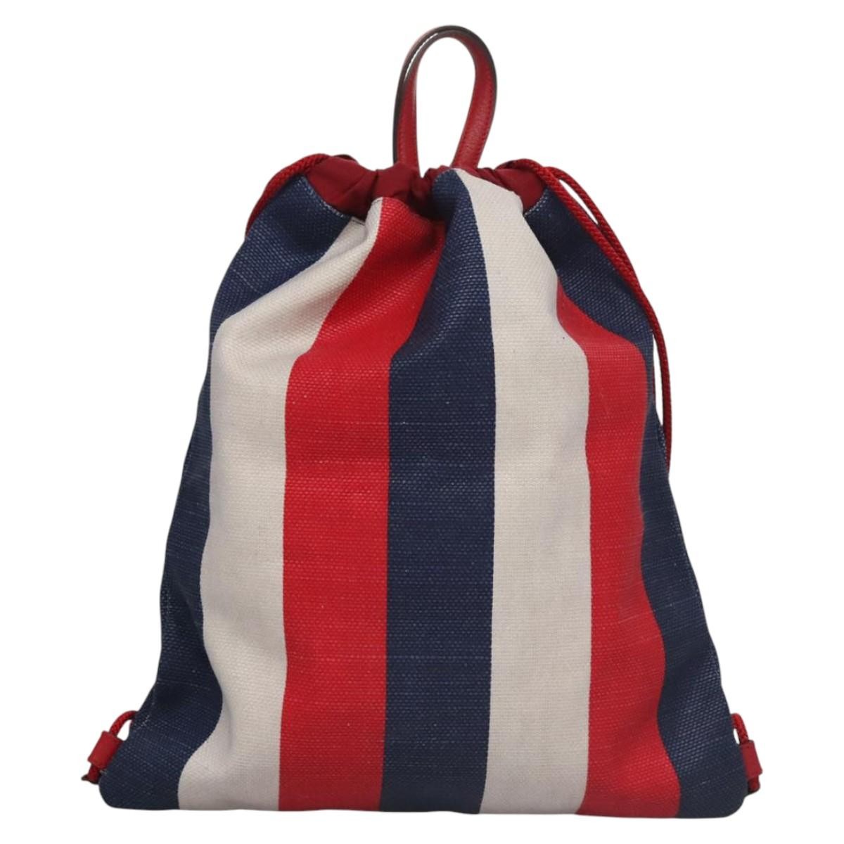 Gucci Logo Drawstring Backpack Striped Canvas, MULTICOLOUR, CANVAS, Backpack