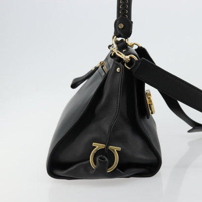 Salvatore Ferragamo Sofia Satchel Leather, Black, Leather, Handbag