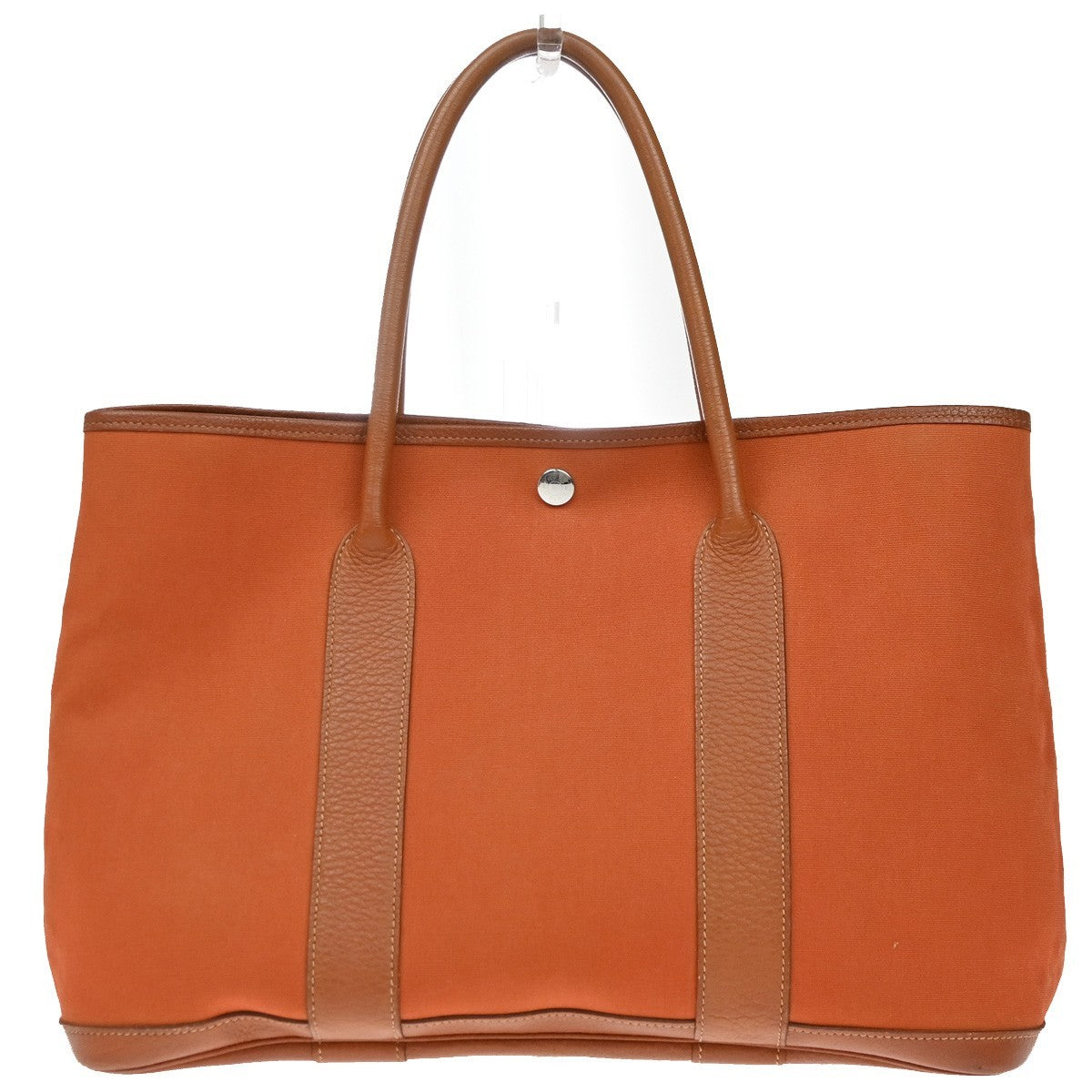 Hermes Garden Party Tote Canvas and Leather, ORANGE, CANVAS, Tote bag