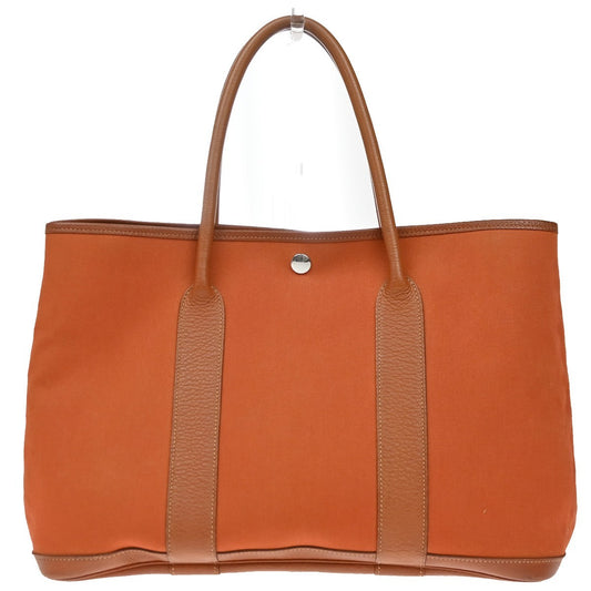 Hermes Garden Party Tote Canvas and Leather, ORANGE, CANVAS, Tote bag