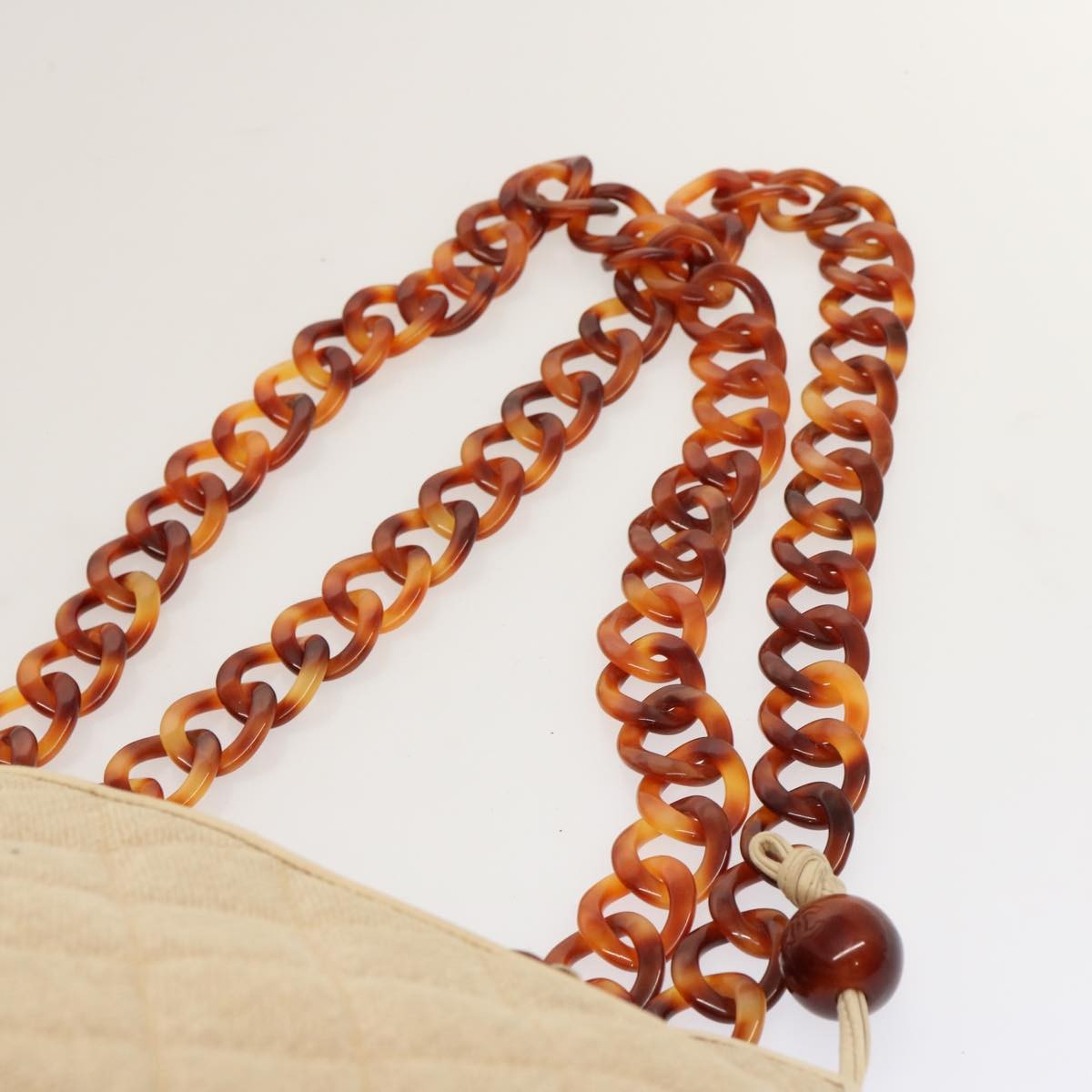 Chanel Resin Chain Handle Shoulder Bag Canvas, BEIGE, CANVAS, Shoulder bag