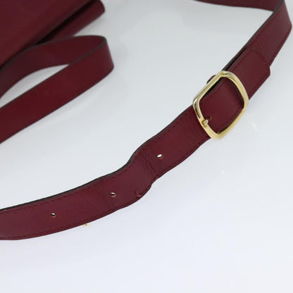 Celine Circle logo Leather, BURGUNDY, LEATHER, Shoulder bag