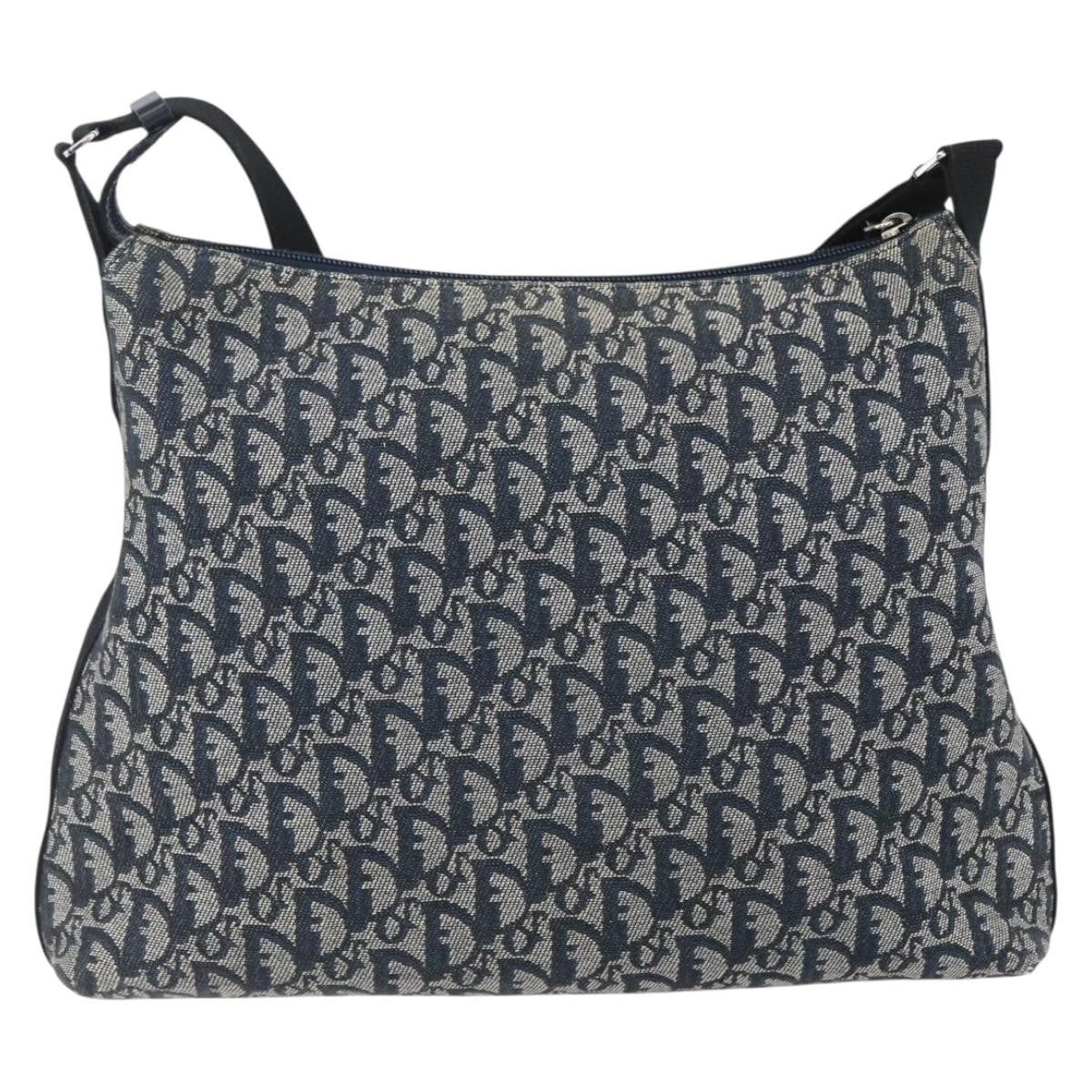 Christian Dior Vintage Trotter Shoulder Bag Canvas, NAVY, CANVAS, Shoulder bag