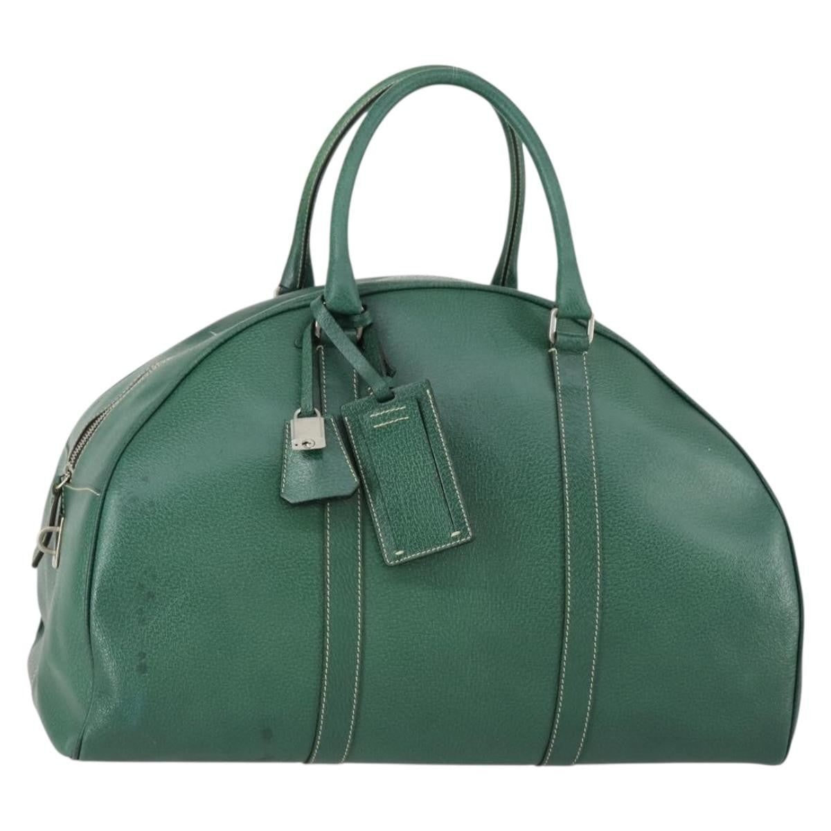 Prada Vintage Boston Bag Leather, GREEN, LEATHER, Travel bag