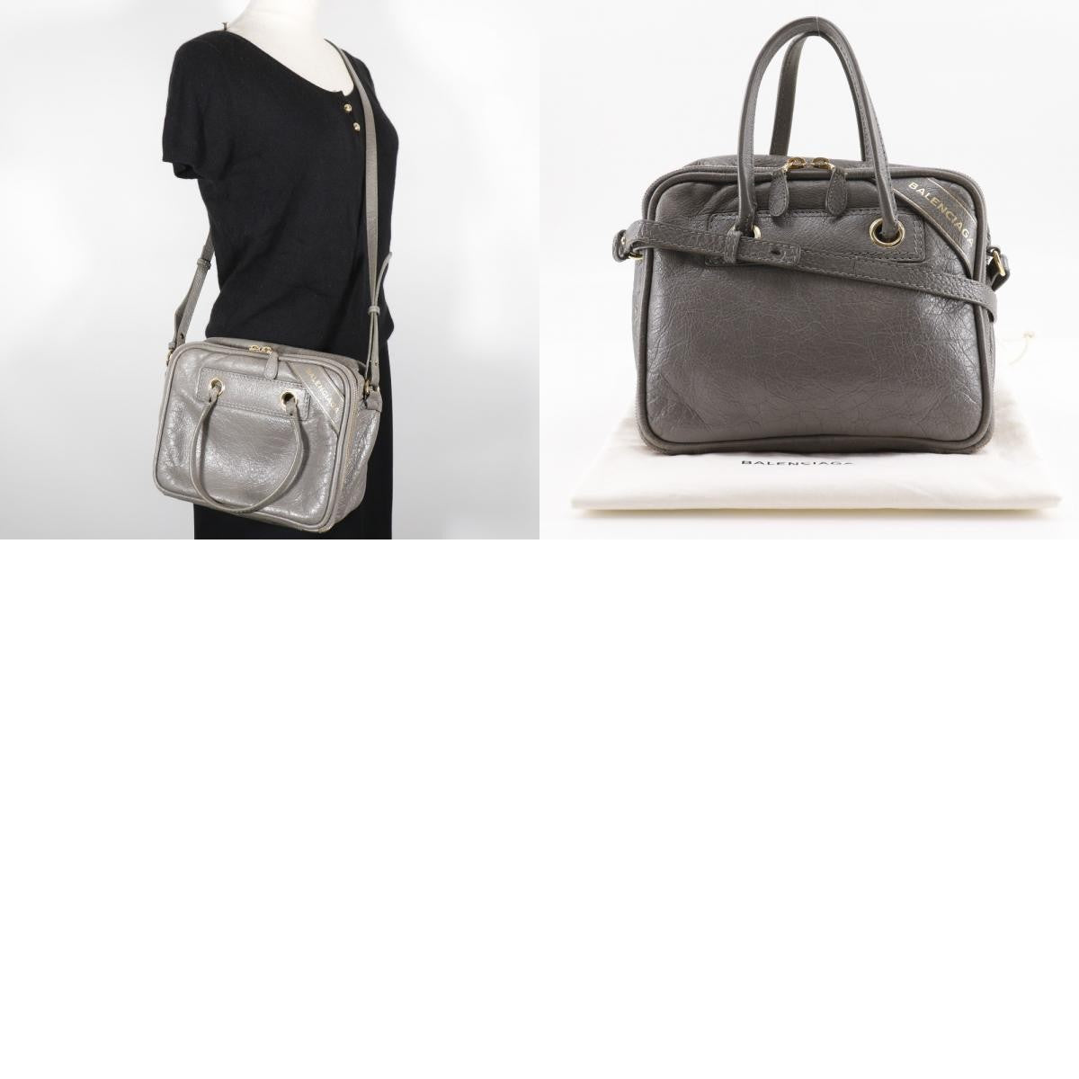 Balenciaga Blanket Square Bag Leather, GRAY, LEATHER, Handbag