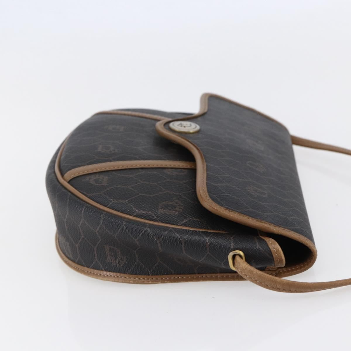 Christian Dior Vintage Honeycomb Flap Crossbody Bag Canvas and Leather, BLACK, CANVAS, Shoulder bag