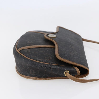 Christian Dior Vintage Honeycomb Flap Crossbody Bag Canvas and Leather, BLACK, CANVAS, Shoulder bag