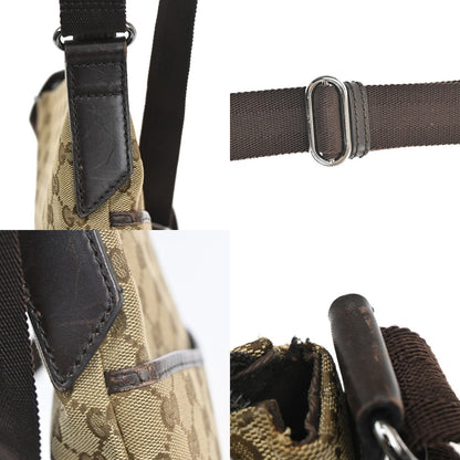 Gucci Zip Messenger Bag GG Canvas with Perforated Leather, BROWN, CANVAS, Shoulder bag