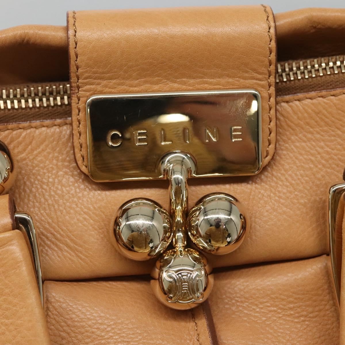 Celine Handbag Leather, BEIGE, LEATHER, Handbag