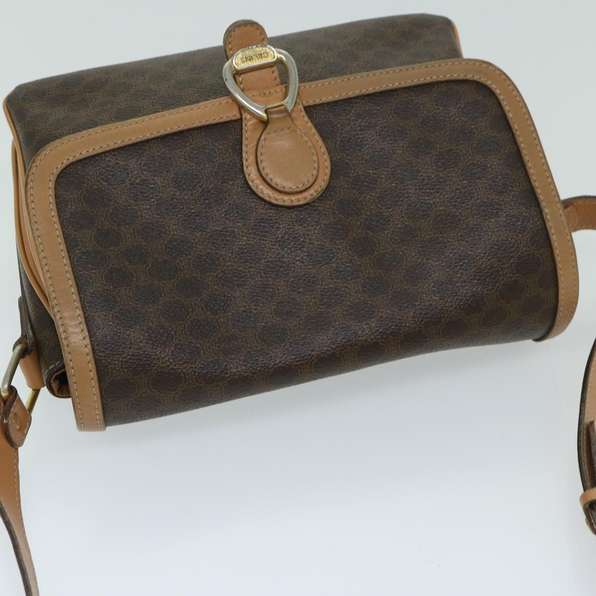 Celine Macadam Shoulder Bag PVC Leather, BROWN, CANVAS, Shoulder bag