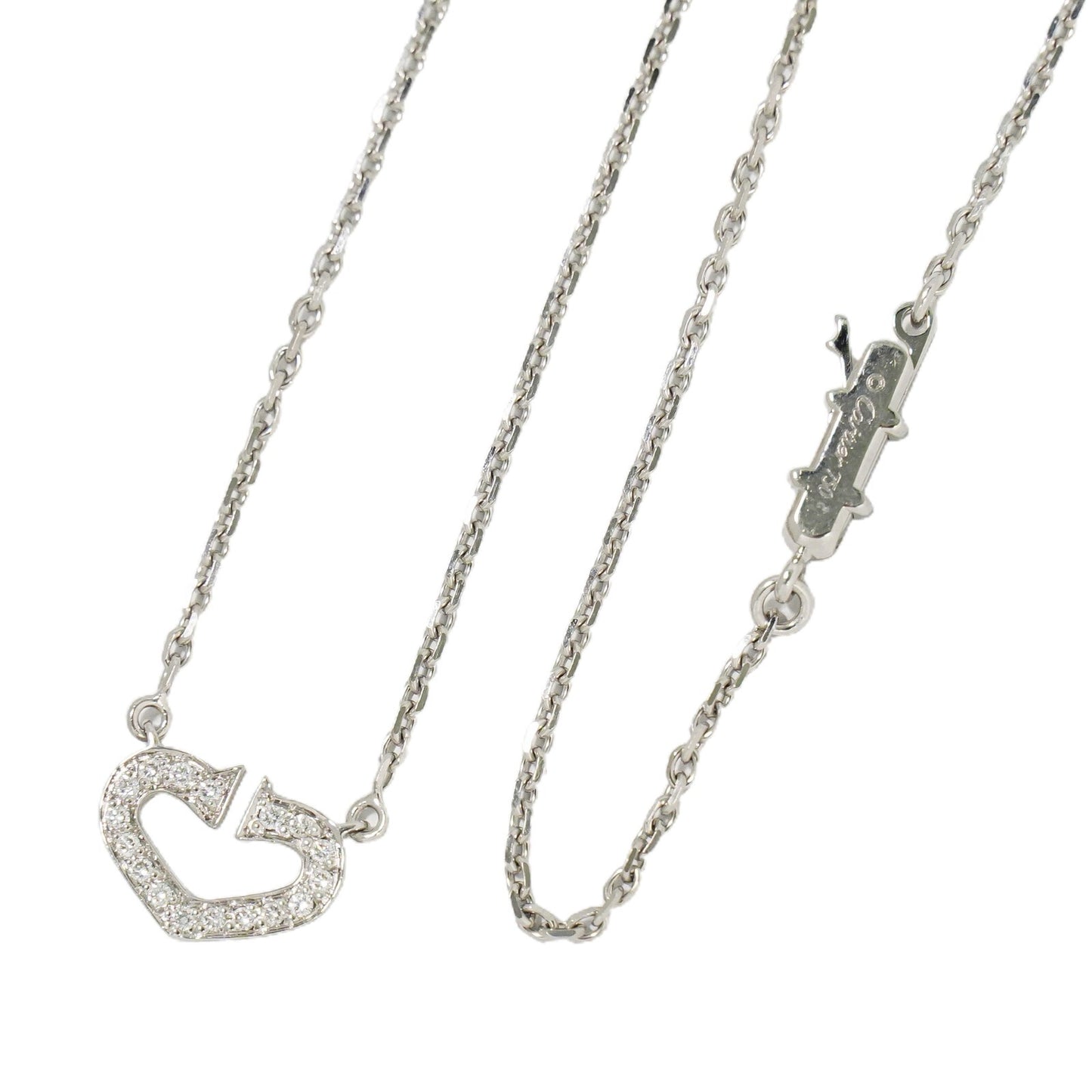 Cartier C Heart de Cartier Pendant Necklace 18K White Gold with Diamond, SILVER, WHITE_GOLD, Necklace