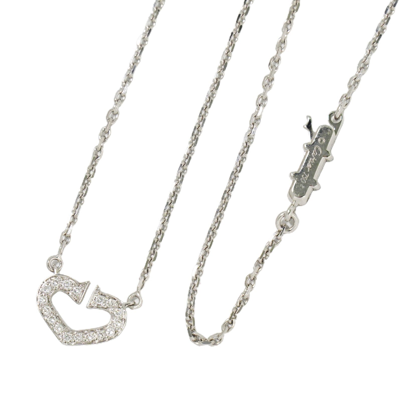 Cartier C Heart de Cartier Pendant Necklace 18K White Gold with Diamond, SILVER, WHITE_GOLD, Necklace