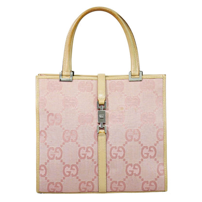 Gucci Jackie 1961 Tote GG Denim and Leather, Pink, Canvas, Handbag