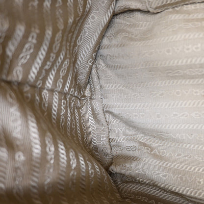 Prada Logo Convertible Tote Canvas with Leather, BROWN, CANVAS, Tote bag