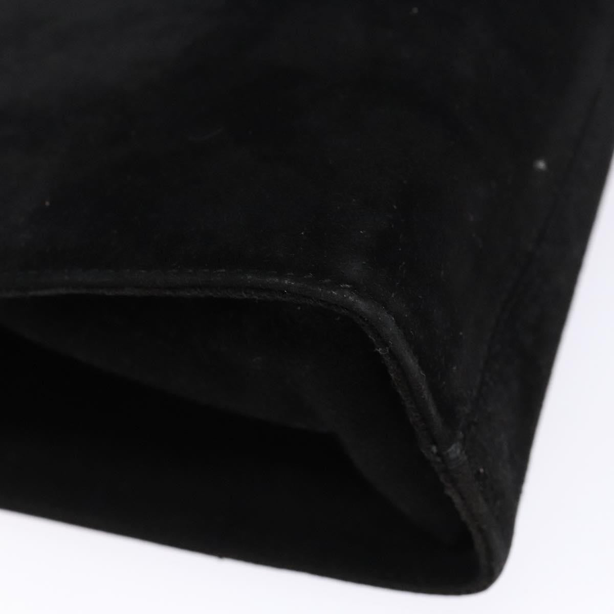 Salvatore Ferragamo Gancini Chain Shoulder Bag Suede, BLACK, SUEDE, Shoulder bag