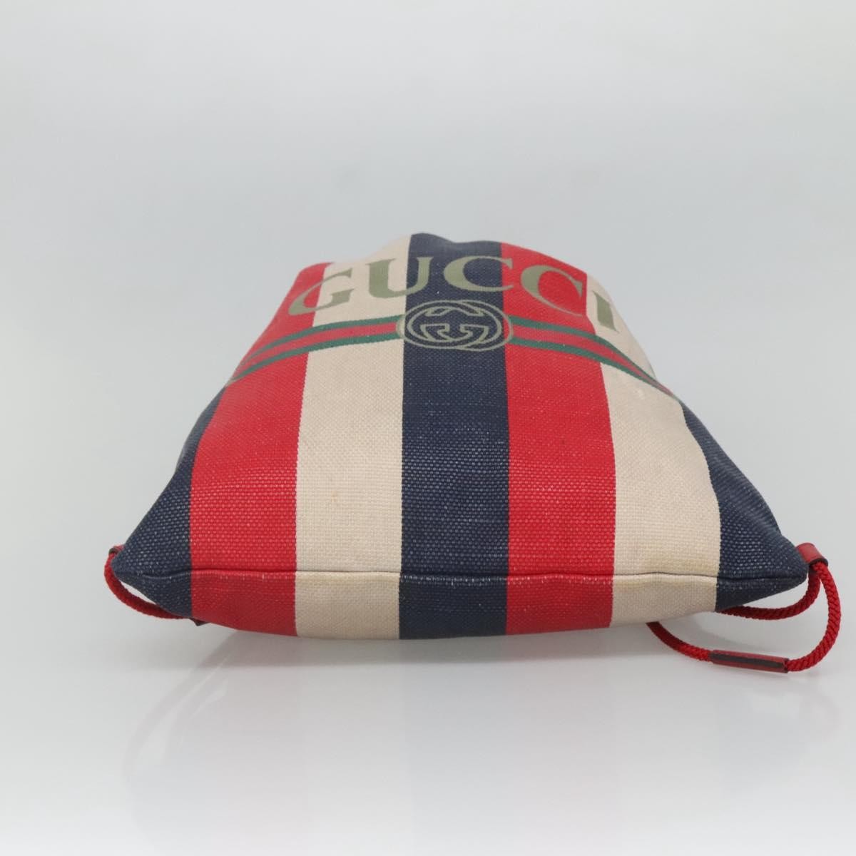 Gucci Logo Drawstring Backpack Striped Canvas, Multicolour, Canvas, Backpack