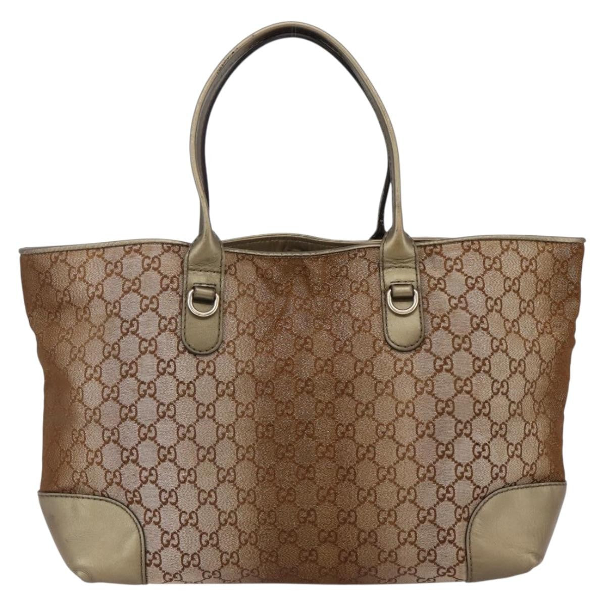 Gucci Heart Bit Open Tote GG Canvas with Leather, BEIGE, CANVAS, Tote bag