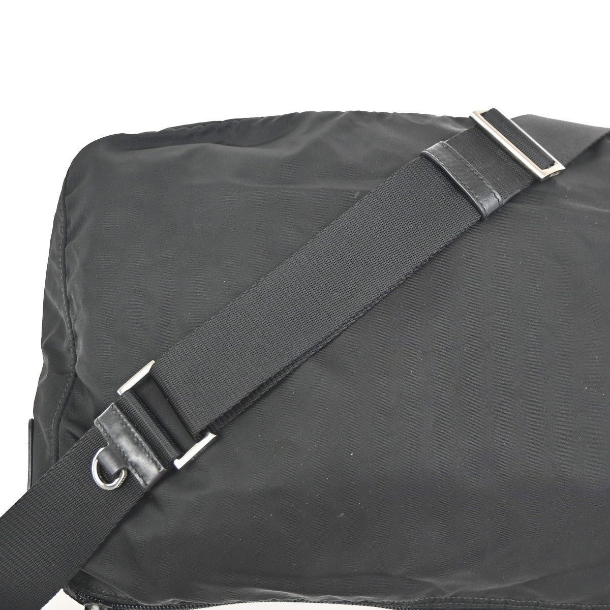 Prada Zip Buckle Messenger Bag Tessuto, BLACK, NYLON, Crossbody bag