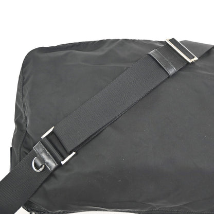 Prada Zip Buckle Messenger Bag Tessuto, BLACK, NYLON, Crossbody bag