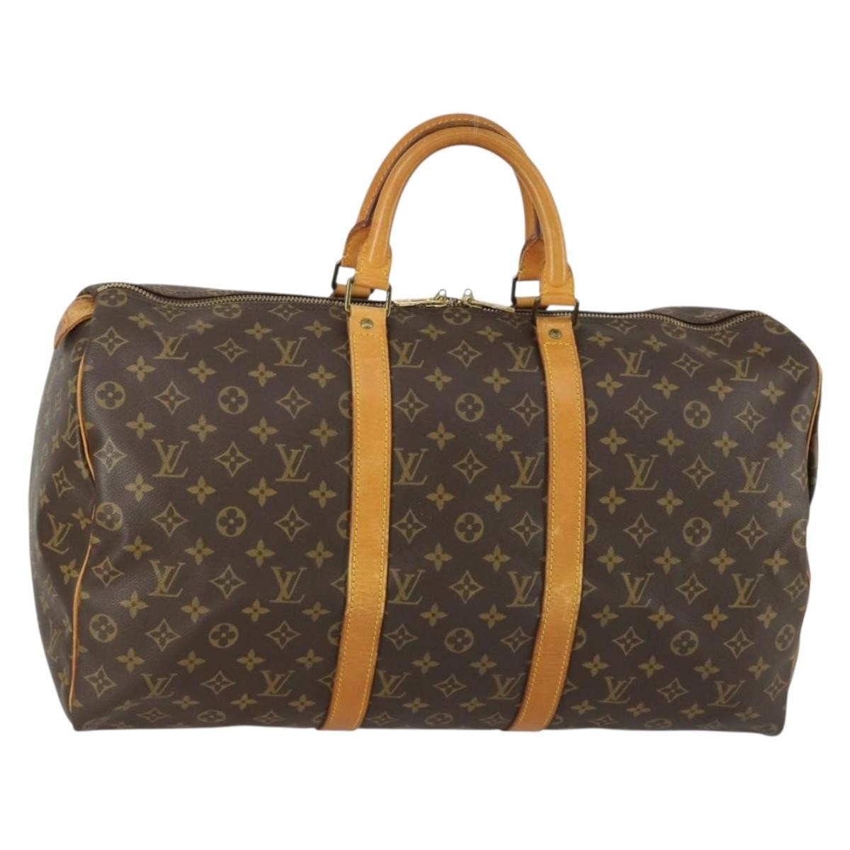 Louis Vuitton Keepall Bag Monogram Canvas, BROWN, CANVAS, Travel bag