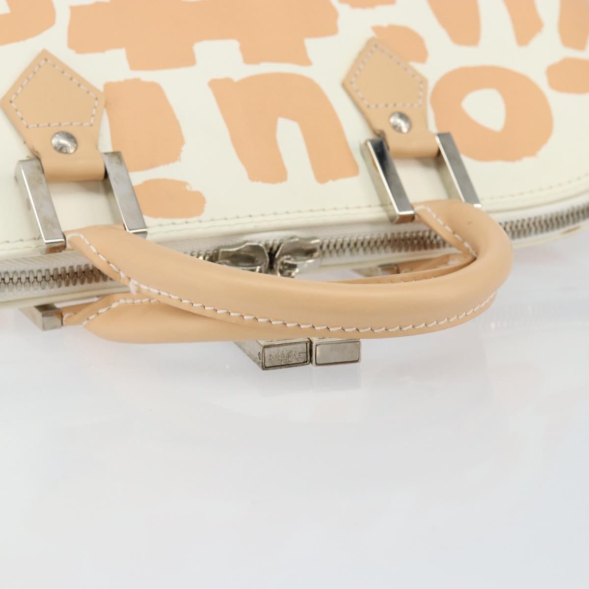 Louis Vuitton Alma Handbag Limited Edition Graffiti Leather, WHITE, CANVAS, Handbag