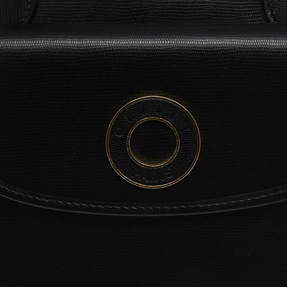 Celine Circle Logo Handbag Leather, BLACK, LEATHER, Handbag