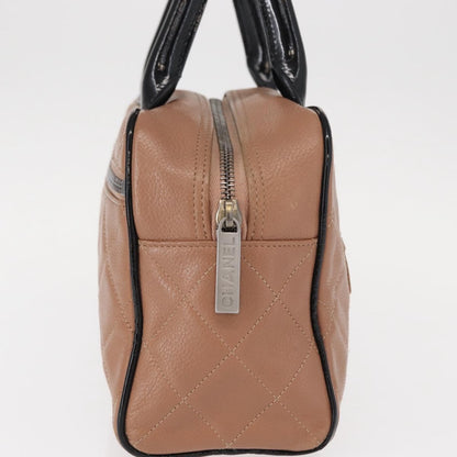 Chanel Embossed Logo Bowler Bag Quilted Caviar, BEIGE, LEATHER, Handbag