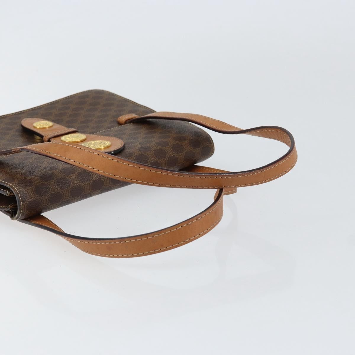 Celine Vintage Macadam Handbag Canvas and Leather, BROWN, CANVAS, Handbag