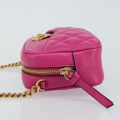 Versace Medusa Icon Front Slip Pocket Camera Bag Quilted Leather, PINK, LEATHER, Shoulder bag