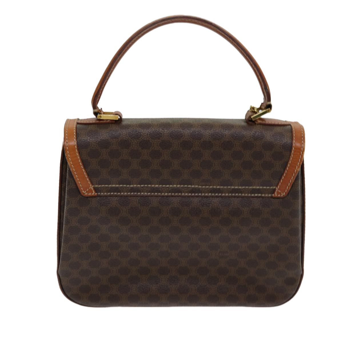 Celine Vintage Convertible Top Handle Bag Macadam Coated Canvas, BROWN, CANVAS, Handbag